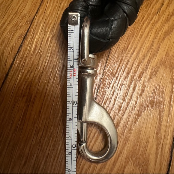 Dog Bottega Style Black Braided Leather Dog Leash With Silver